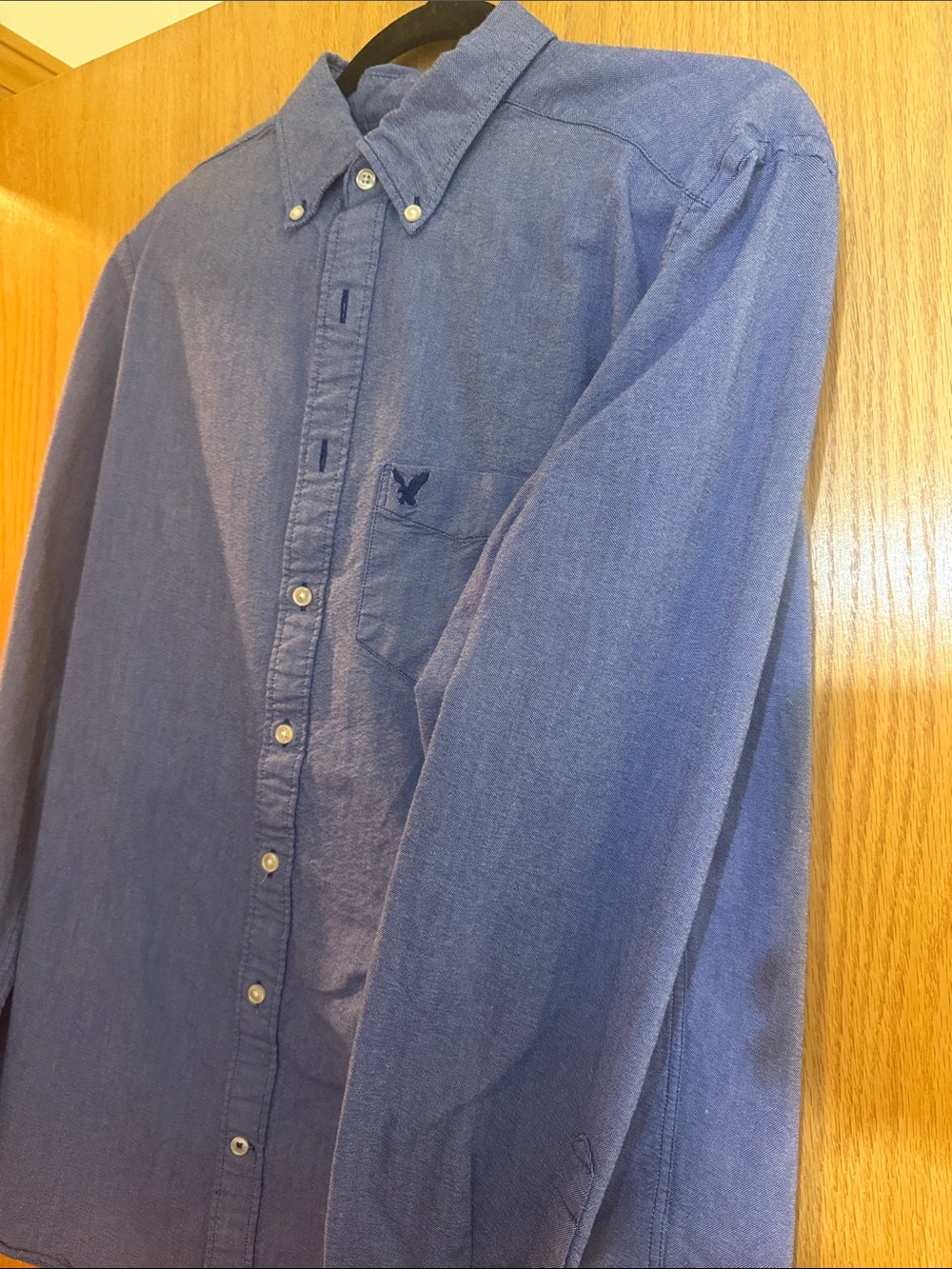 American Eagle Outfitters Men's Navy Button-Down Shirt